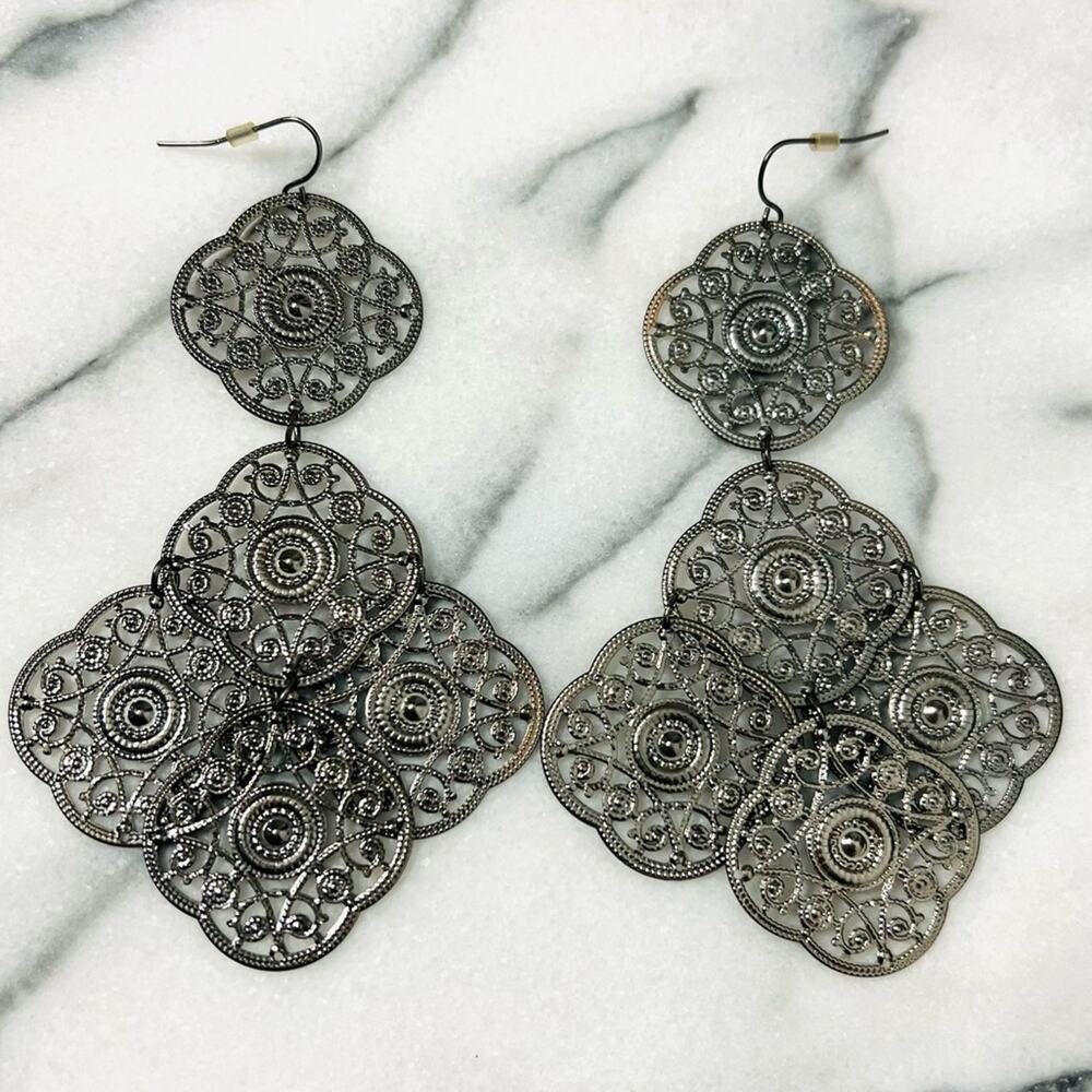 Express Lace Chandelier Drop Statement Earrings